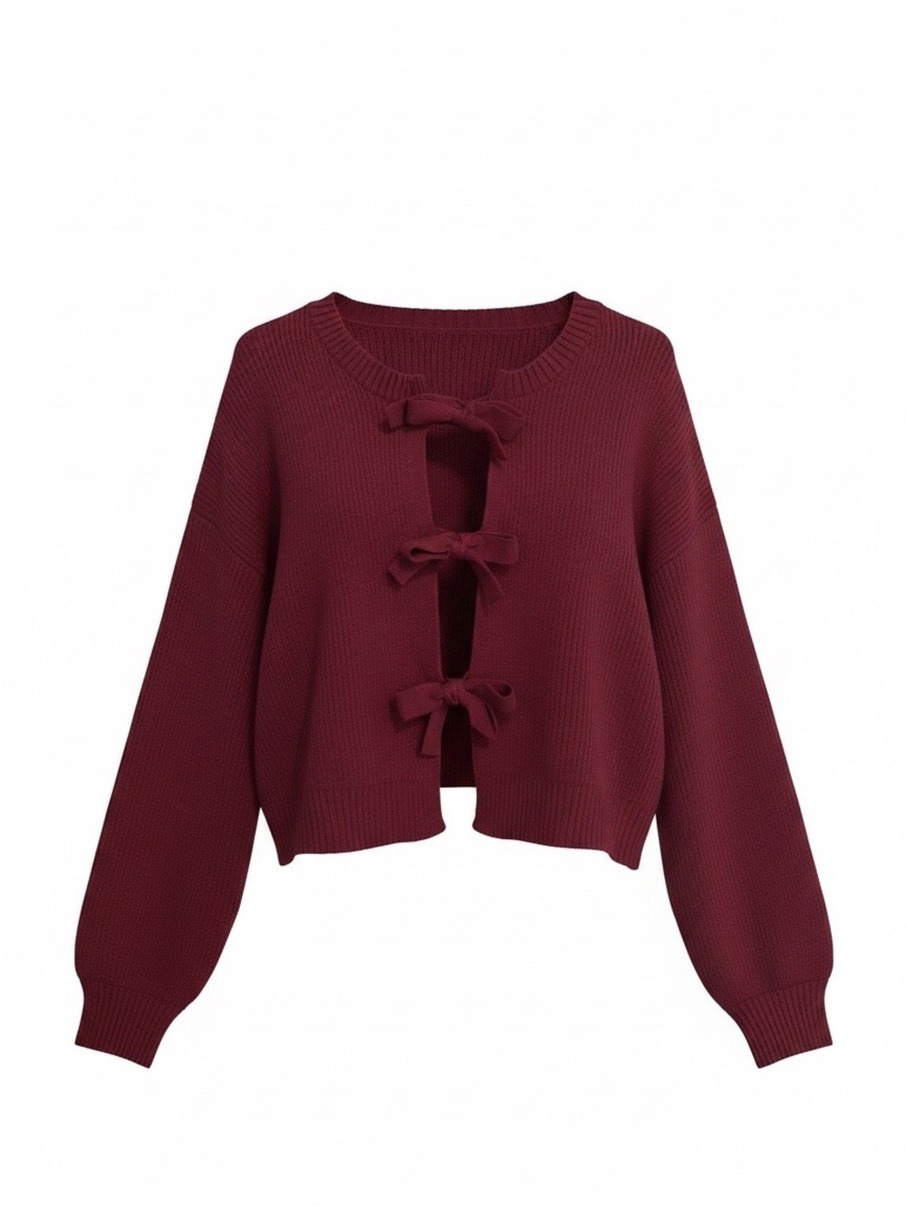 Cider Bow-Tie Cardigan in Deep Wine 🍷